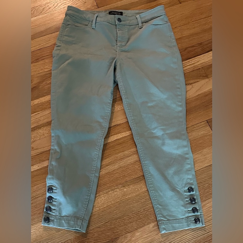 Talbots Green Size 10Petite Ankle Pants with Button Detail at ankle